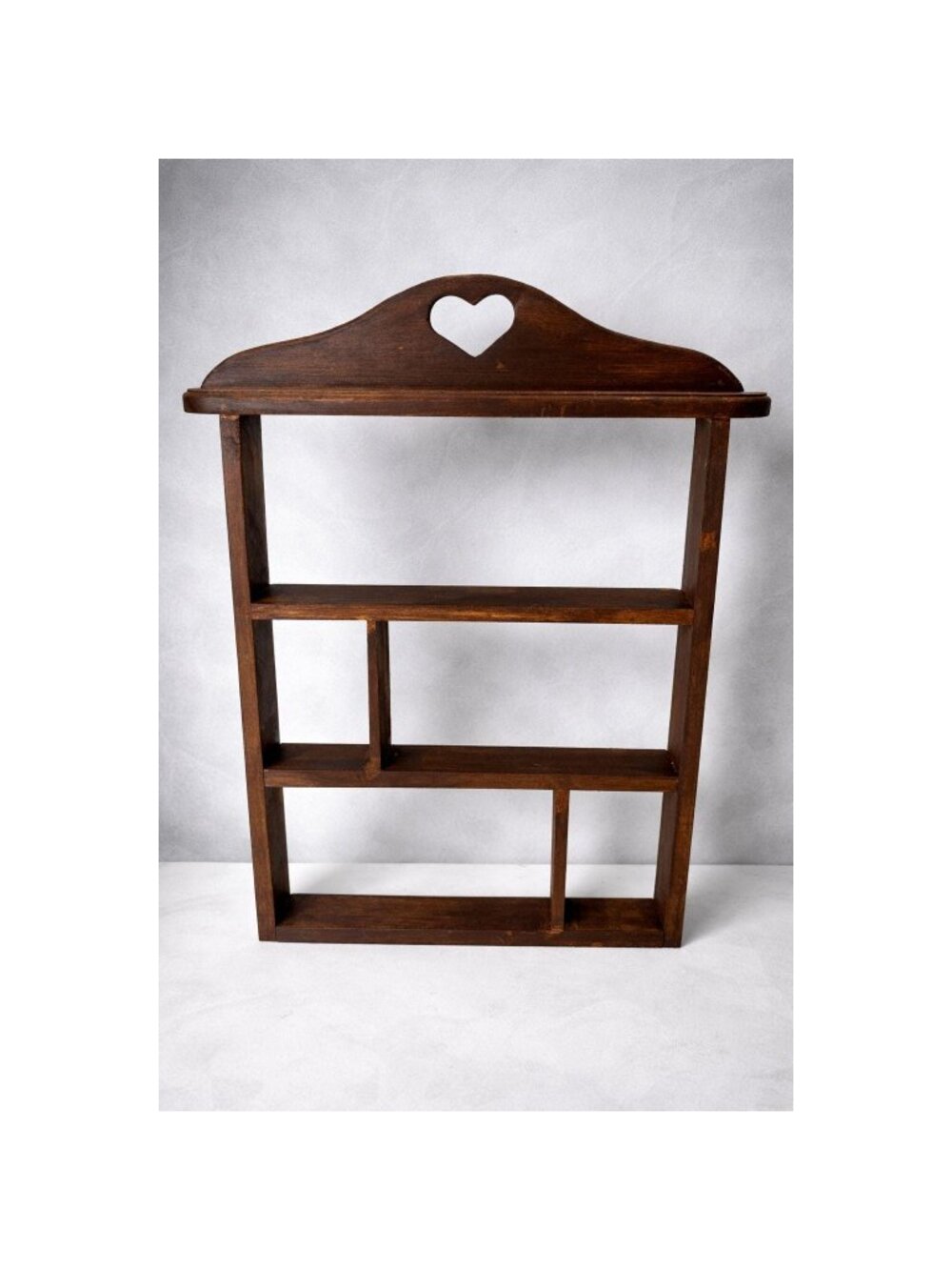 Trinket Shelf with Heart Cutout Dark Walnut Wood Wall Shelf for Altar Crystals - Picture 6 of 7
